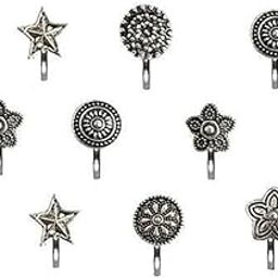 Designer Studs Nose Pin For Stylish Women & Girls | Oxidised Nose Pin Without Piercing-image-98