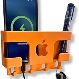 theKiteco. Wall Mounted Mobile Stand Storage Case for Remote Stand, Wall Mounted Dual Mobile Stand/Multi Purpose Stand with Key Hanger (Orange)-picture-22