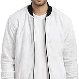 showoffff SHOWOFF Men's White Solid Bomber Jacket-SSLI-822-7_White-picture-32