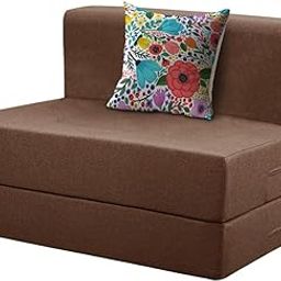 Rosebell Foldable One Seater Sofa Cum Bed, Sofa Bed 3 X 6 Feet, Jute Fabric- Washable Cover- Including 1 Cushion Perfect for Home & Office for Guests(Brown Color)-image-38