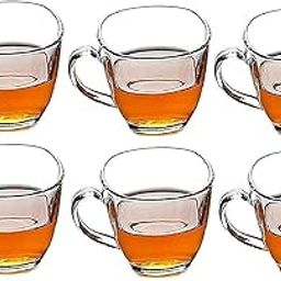MORDERA Glass Tea Cup Set of 6 – 140ml | Transparent Handle Cup for Tea, Coffee, Milk & Espresso – Toughened Glassware for Home & Kitchen.-image-26