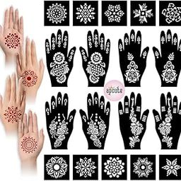 Apcute Temporary Mehndi Tattoo Temporary tattoo for men Set of 18 pc Combo Pack Mehandi Stencils for Women, Girls And Kids, Easy To Use In Just 4 Steps-image-50