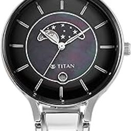 Premium Workwear Black Dial Analog with Date Stainless Steel Strap Watch for Women-NS2674SM01-image-43