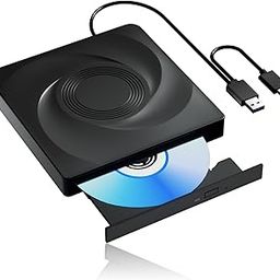 Wbacon External CD/DVD Drive for Laptop CD Burner External DVD Drive, CD ROM DVD Player Portable CD Reader for Laptop, Compatible with Laptop PC Windows 11/10//7 Linux Mac OS-19