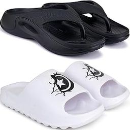 Combo Pack of 2 Slipper/Flip Flops/Slides/Clogs/Sandals for Men,(V-600-Black,Y-Ktstar-White),7 (UK/India)-image-74