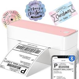 Phomemo Bluetooth Thermal Label Printer 4x6, Wireless Shipping Label Printer for Small Business and Packages for Phone&Pad&PC, Pink Thermal Label Printer for Shopify, Amazon, Etsy, UPS, FedEx-24