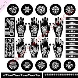 Ivana's Set of 32 Pcs Combo Pack, Reusable Mehandi For Hands Henna Tattoo Stencil For Women, Girls and Kids Easy To Use In Just 4 Steps Indian Design Collection, C-2375-image-37