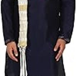 Men's Art Silk Embroidered Kurta Pyjama Scarf Set Woven Design Festive Party Dress-image-13