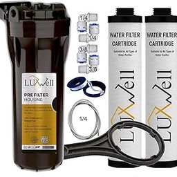 LUXWELL Pre Filter Housing/Bowl (Black) Complete Kit for Water Purifier and RO - Free 2 Candles, Elbow(2), Pipe, Spanner Key, Teflon Tape ompatible With All Brand RO and Water Purifiers-image-33