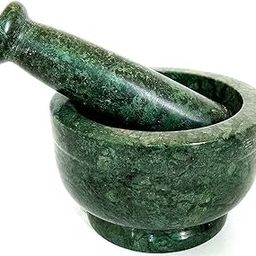 Simran Handicrafts B E Craft, Marble Mortar and Pestle Set, kharad, Masher Spice Mixer/Okhli and musle/Kharal for Kitchen 4 inches, Green Colour-picture-30