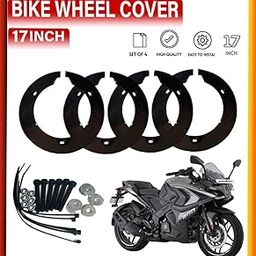 Asryd Bike Wheel Cover for 17 inch Wheel for Bajaj Pulsar 220F & All Universal Bike 4Pcs Set (ABS Plastic) Black-image-83