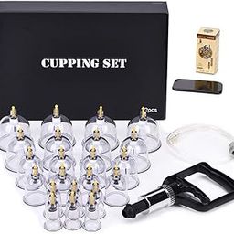 MUCHOO Cupping Set Professional Chinese Acupoint Cupping Therapy Sets, Suction Hijama Cupping Set with Vacuum Magnetic Pump Cellulite Cupping Massage Kit 22-Cup, Transparent-image-48