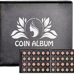 Lewano Faux Leather Small Coin Collection Storage Album (240 Pocket) Total 10 Sheet (pocket size 28mm x 28mm) - Matte Black-10