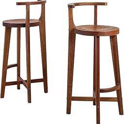 INDIGO INTERIORS Sheeesham Wood Bar Chairs/Bar Stool/Kitchen Chair With Rounded Back Rest With Arm Rest In Natural Brown Finish 29 Inches Seating Height, Set Of 2, Gummy Bear-7