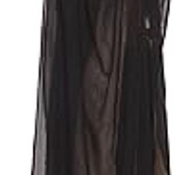 Women's Solid Chiffon Dupatta Black Wedding Shawl Wrap Scarves Fringes Stole-4