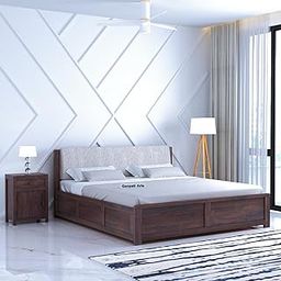 Ganpati Arts Solid Sheesham Wood King Size Boston Bed with Box Storage Wooden Palang Double Bed for Bed Room Living Room (Walnut Finish)-image-68