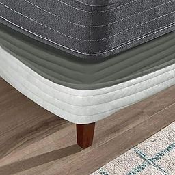 Zaber Elegant Bed Skirt with 14inches Drop，Fancy Collection King Size White Bed Skirt Easy Install Wrap Around Bed Skirt (Silver Gray Quilted Stripe, King)-image-40