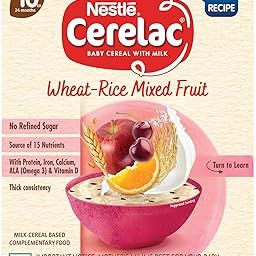 CERELAC Baby Food Cereal | No Refined Sugar | Wheat Rice Mixed Fruit for 10 to 24 Months Baby | Omega 3 Iron Protein Calcium Vitamin D for Babies | Instant Baby Food Cereal | 300g-89