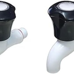 Plastic Water Tap Set with Black Knob Handle, White Body, 2 Pack-image-3