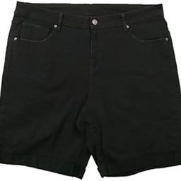 Plus Size Women Regular Fit Denim Shorts (Bermuda) with Folded Bottom - MID Rise - Stretchable Fabric - Solid Black Color - Waist Size (L) 32" to (10XL) 52" inches-46