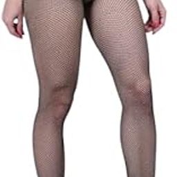 Women Black Rhinestone Fishnet Pantyhose Stockings(Black, One Size)-image-34