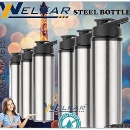 Stainless Steel Water Bottle 950 ml Each Set of 6 Silver | Gym Bottle | Home | Kitchen | Hiking | Treking Bottle | Travel Bottle (P|Design - 943for Home 848 Kitchen-image-68