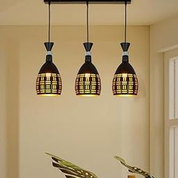 Keyplus Aluminium Long Cuting 3 Light Linear Cluster Hanging Light Ceiling Pendant Lamp, Black-image-10