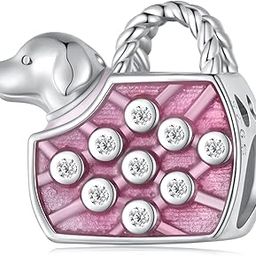 Dog Charms Pink Pet Dag Charms Sterling Silver Handbag Charms fits Pandora Bracelet, Sterling Silver, sterling silver-picture-52