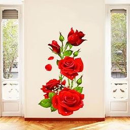 Decor Hubb Red Rose Flower Wall Stickers for Home Decor 50 X 120 CM-image-2