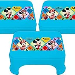 Homestic Disney Mickey Minnie Print Square Plastic Bathroom Stool (Set of 3, Blue) -HS_35_KUBMART17709-image-38