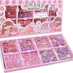 Toyshine 2000 Pcs Waterproof Vinyl Transparent Stickers, Kawaii Washi Fun Stickers for Water Bottle Laptop Scrapbook Journaling, 200 Sheets Stickers Boxed Gift Gifts for Kids Teens Girls Boys - B-image-4