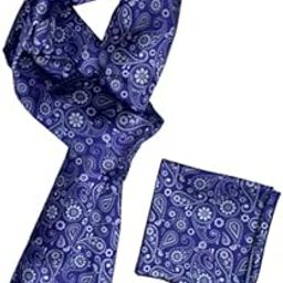 Unisex Long silky Satin Scarf with Matching Pocket Square | Printed Fashion Accessory for Men & Women | Lightweight Neck Wrap-image-6