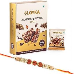 Loyka Rakhi Gift Set for Brother | Designer Rakhi with Gourmet Almond Brittle Chocolates | Raksha Bandhan Luxury Hamper-image-19
