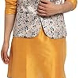 Men's Yellow Silk Kurta Pyjama With Printed Nehru Jacket-picture-15