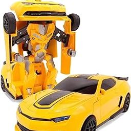 K D Transforming Robot Car Toy for Kids – Bump & Go Battery Operated Car Converts to Robot Automatically with Lights & Sounds | Yellow Color | Innovative Birthday Gift Toy (3+ Years)-image-14
