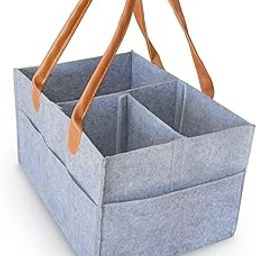 KOIME Bag Felt Diaper Caddy Bag Organizer Basket with Handle Multi Compartments Carry All Mommy Bag Baby Things Baby Shower Gifts New Born-53