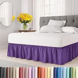 Ruffled Purple Queen Bed Skirt – Hotel-Quality Ruffles for Queen Beds with 18 in. Drop – Elastic Wrap Around Dust Ruffle Queen Bedskirt for Easy Fitting with Brushed Fabric by CGK Unlimited-image-81