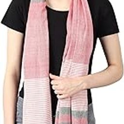female Women's Stole/Scarf Colour- Pink & Grey Stylish 100% Soft Viscose Cotton Blend Ethnic Stripes Pattern Scarves Pack Of 1 St-13-31