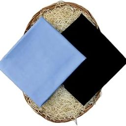 Blue 100% Pure Cotton Shirt Fabric With Black Slightly Stretchable Pant Fabric Combo - Unstitched-image-1