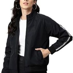 Stylish Long Sleeves Black Zipper Jacket For Women-image-95