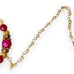 Traditional Indian Nose Ring, Gold-Toned with Pearl and Pink Beads, Chain Attached-image-23