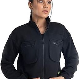 Cotton Jacket for Women Summer wear | Stylish Cropped Jacket with 2 Pockets | Workout Jackets for Women for Gym | Breathable Jacket for Summer | Athleisure Jacket-image-7