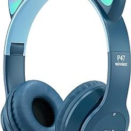 Bolivia's Cat Ear Kids Headphones, Kids Gaming Headset with Long Run Time, LED Light up Bluetooth 5.0 Wireless Kids Headphones, Foldable Cat Ear Headphones for Smartphone, Tablet, Pc (Blue)-picture-4