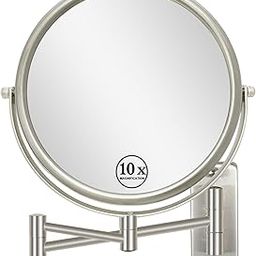 Erlingeryi 8" Wall Mounted Makeup Mirror 1X/ 10x Magnifying Mirror Double Sided Vanity Makeup Mirror for Bathroom Nickel Brush Finish-13