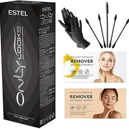 ESTEL ONLY LOOKS Professional Eyebrow Eyelash Tint Dye (Black) and a set of cotton swabs for a makeup artist-40