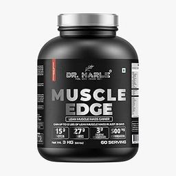 DR. HARLE's Muscle Edge Lean Mass Gainer 3kg | Weight Gainer for Men & Women | 15g Protein per Serving, Ashwagandha 500mg, Creatine 3g, Tribulus 500mg and 17 Vitamins & Minerals | 3kg Banana Strawberry Flavour-image-8