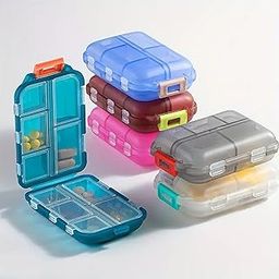 Saanihaan Double Layer Pill Organizer 10 Compartments Portable Mini Travel Pills Box Medicine Carry Box Seal Storage Container Holder for Outdoor Camping Home Travel (Pack of 1)-picture-19