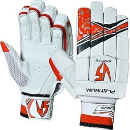 VS SPORTS Right-Hand Cricket Batting Gloves for Men/Adults | Comfortable Fit Leather Cricket Batting Gloves Orange, Black and White-image-1