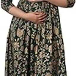 Women's Cotton Printed Anarkali Maternity Feeding Kurti for Ladies (Green)-image-49