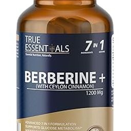 True Essential Berberine 1200mg| Advanced 7 in 1 Formulation, Supports Glucose Metabolism,Maintain Insulin Senstivity|90 Capsules- Pack of 1-21